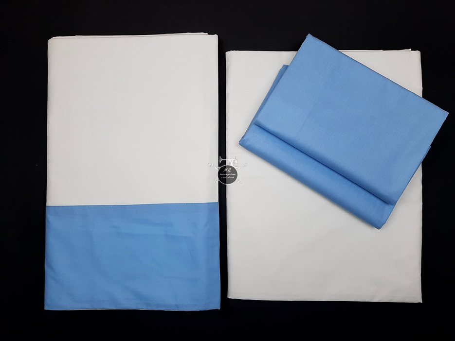 Completo Letto Matrimoniale colore bianco con Balza e Federe colorate