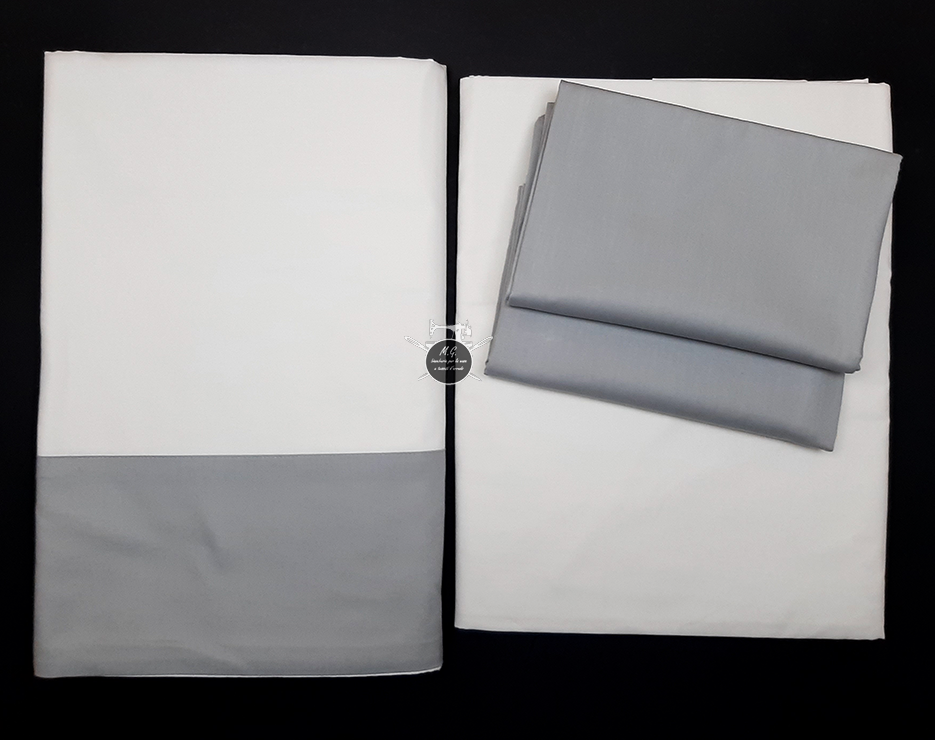 Completo Letto Matrimoniale colore bianco con Balza e Federe colorate