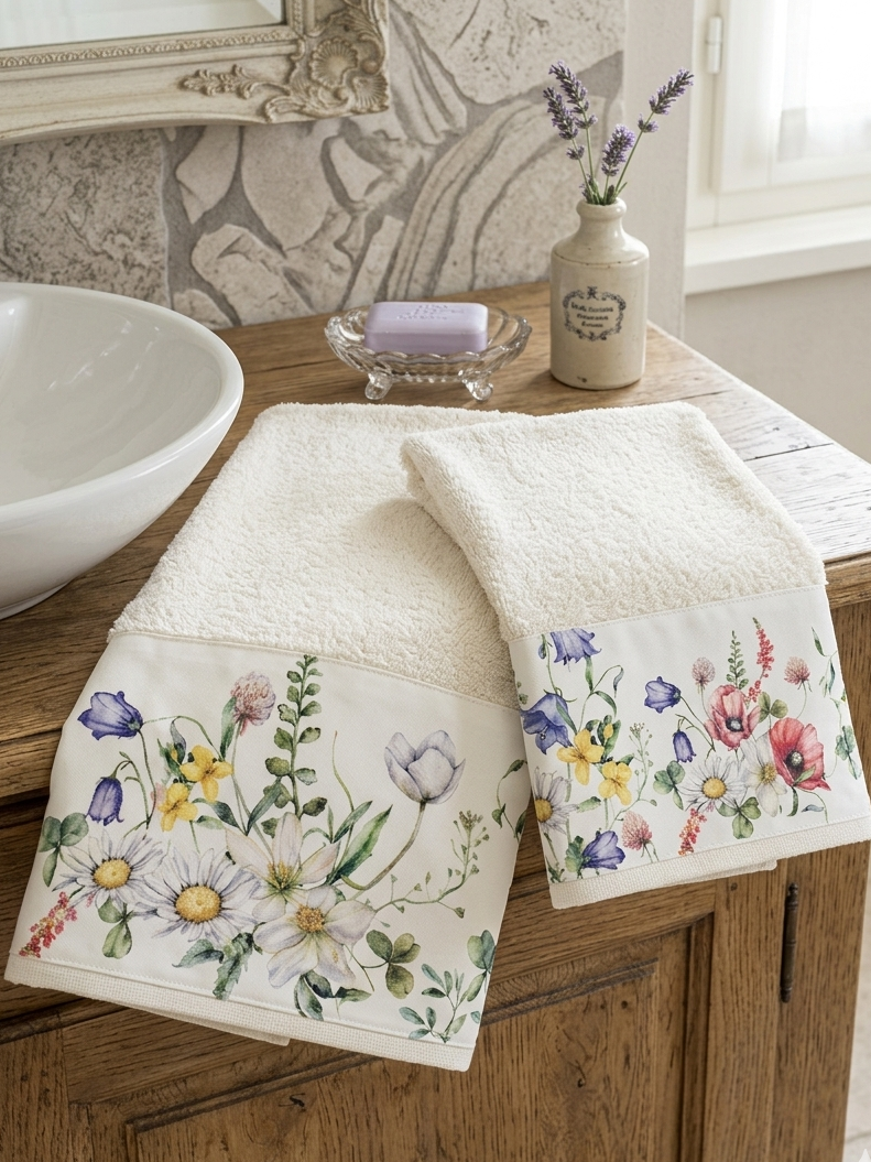 Set asciugamani 1+1 Fiori di campo