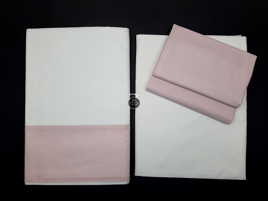 Completo Letto Matrimoniale colore bianco con Balza e Federe colorate