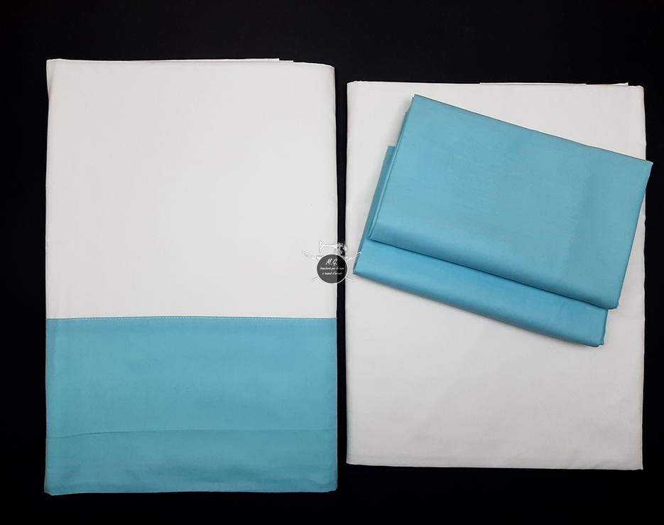 Completo Letto Matrimoniale colore bianco con Balza e Federe colorate