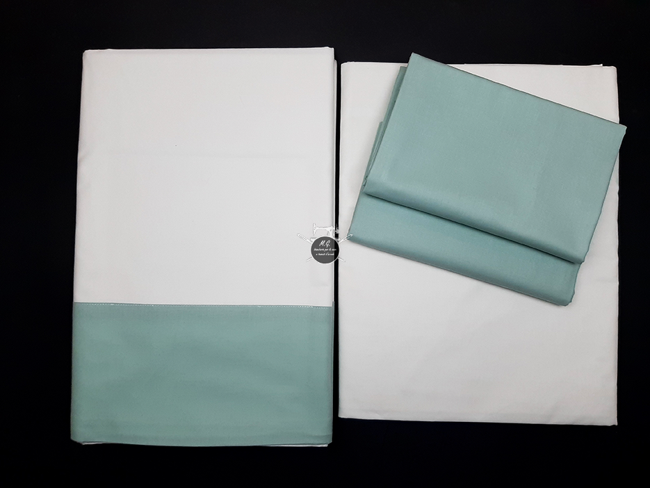 Completo Letto Matrimoniale colore bianco con Balza e Federe colorate